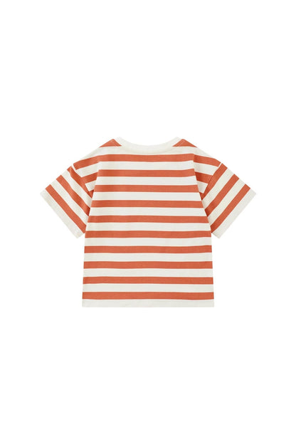 Organic Cotton T-Shirt | Orange & Cream Stripe