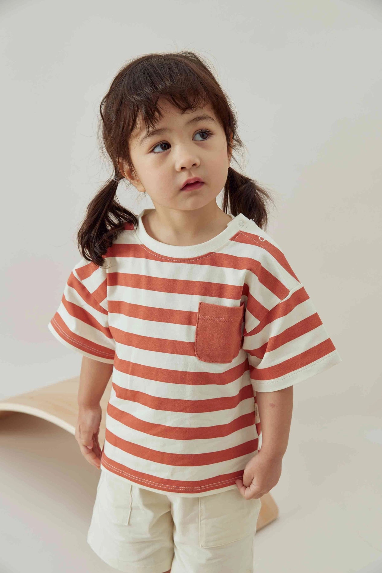 Organic Cotton T-Shirt | Orange & Cream Stripe