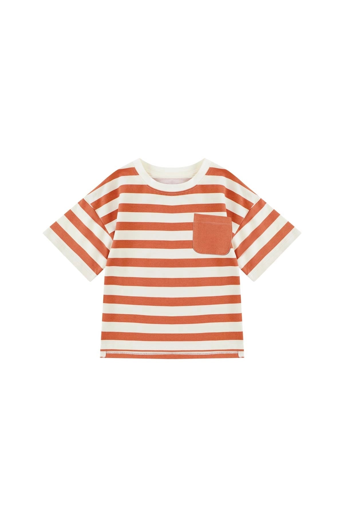 Organic Cotton T-Shirt | Orange & Cream Stripe